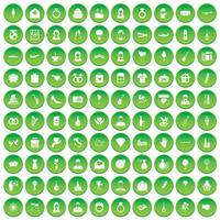 100 ícones do site definir círculo verde vetor
