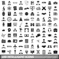 Conjunto de 100 ícones inteligentes, estilo simples vetor