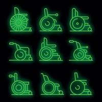 conjunto de ícones de cadeira de rodas neon vetorial vetor
