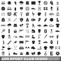 Conjunto de 100 ícones de clubes esportivos, estilo simples vetor