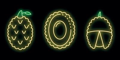 conjunto de ícones de lichias vetor neon