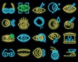 conjunto de ícones do globo ocular vetor neon