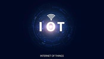 resumo, iot, internet das coisas, conceitos, dispositivos eletrônicos conectam ou enviam informações entre si através do dispositivo inteligente de internet, rede inteligente e transporte inteligente. vetor