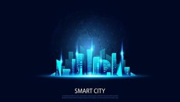 cidade inteligente abstrata construindo azul moderno e espaço em um fundo digital futurista moderno vetor
