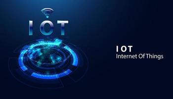 resumo, iot, internet das coisas, conceitos, dispositivos eletrônicos conectam ou enviam informações entre si através do dispositivo inteligente de internet, rede inteligente e transporte inteligente. vetor