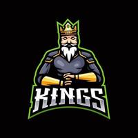 vetor de design de logotipo de mascote king esport com estilo de conceito de ilustração moderno para impressão de crachá, emblema e camiseta