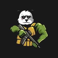 vetor de design de logotipo de mascote panda com estilo de conceito de ilustração moderna para impressão de crachá, emblema e t-shirt. exército panda para equipe esportiva