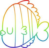 desenho de linha de gradiente de arco-íris desenho animado peixe exótico vetor