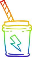 desenho de linha de gradiente de arco-íris desenho animado tirar bebida vetor