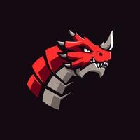 vetor de ilustração de design de logotipo de mascote dragão vermelho