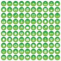 100 ícones de conhecimento definir círculo verde vetor