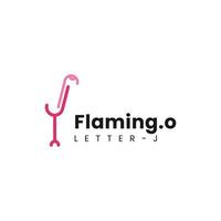 logotipo da letra j do flamingo. design de logotipo de dois j's formando um pássaro flamingo vetor