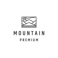 design de logotipo de montanha com arte de linha em fundo branco vetor