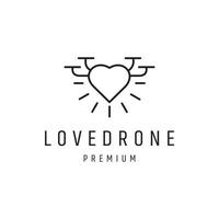 amo o design do logotipo do drone com arte de linha no fundo branco vetor