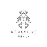 ícone de estilo linear do logotipo abstrato da mulher no fundo branco vetor
