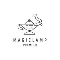 ícone de estilo linear do logotipo da lâmpada mágica no fundo branco vetor