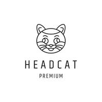 modelo de design plano de ícone de logotipo de gato de cabeça vetor