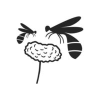 duas abelhas empoleiradas em uma ilustração vetorial de flor vetor