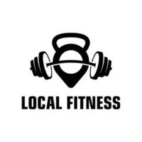 conceito de logotipo de fitness local. modelos de academia de kettlebell e barbel vetor