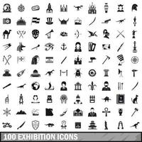 Conjunto de 100 ícones de exposição, estilo simples vetor