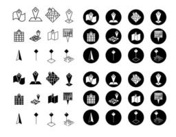 design gráfico de coleção de conjunto de vetores de ícones de mapa