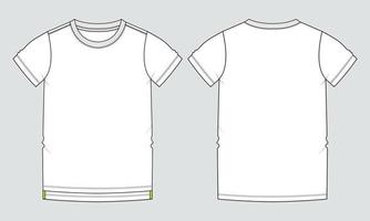 modelo de ilustração vetorial de camiseta de manga curta vista frontal e traseira vetor