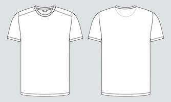 modelo de ilustração vetorial de esboço plano de moda técnica de camiseta de manga curta para homens e meninos vetor