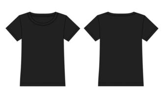 camiseta de manga curta tops ilustração vetorial modelo de cor preta para senhoras vetor