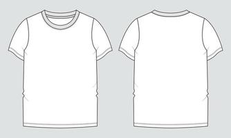 modelo de ilustração vetorial de esboço plano de moda técnica de camiseta de manga curta para meninos vetor