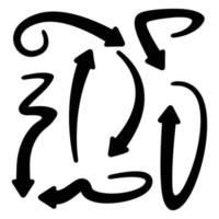 símbolos de seta curvada e doodle vetor