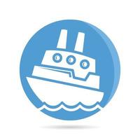 ícone de navio de cruzeiro na ilustração de botão de círculo vetor