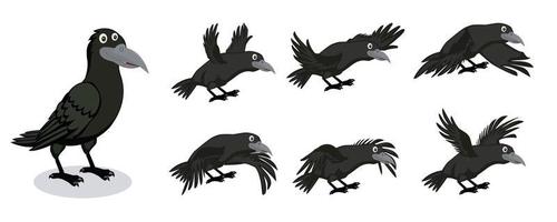 personagem de desenho animado corvo com estilo diferente e expansão vetor