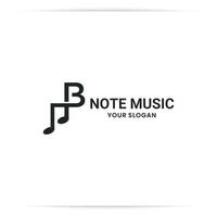design de logotipo b nota vetor de música