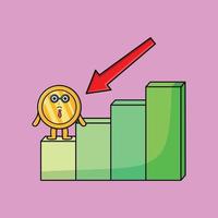 empresário bonito de moeda de ouro com um gráfico de inflação vetor