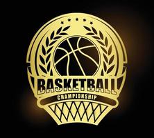 ilustração do logotipo ou símbolo de basquete dourado