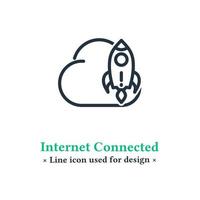ícone conectado à internet isolado em um fundo branco. conectado, online, símbolo de internet para aplicativos web e móveis. vetor