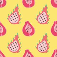 design de vetor padrão sem costura de frutas de dragão rosa