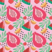 design de padrão sem costura de frutas de dragão rosa vetor