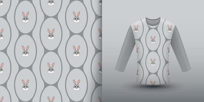 padrão perfeito de coelho com camisa vetor