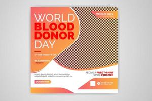 dia mundial do doador de sangue assistência médica de saúde post mídia social design de modelo de banner da web download gratuito vetor