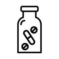 ilustração de ícone de garrafa de remédio, saúde, farmácia, farmácia. design de vetor de ícone de estilo de linha.