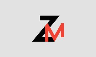 letras do alfabeto iniciais monograma logotipo zm, mz, z e m vetor