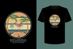 design de camiseta vintage retrô de flamingo vetor