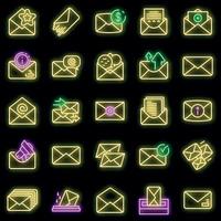 conjunto de ícones de envelope vector neon