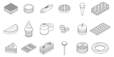 ícones de confeitaria definir contorno vetorial vetor