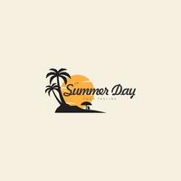 design de logotipo de praia e ilha com coqueiros ilustração de símbolo de ícone de vetor de férias de verão