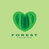 logotipo da floresta amo o design de ilustração de símbolo de ícone de vetor de floresta