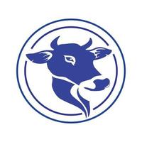 arte de desenhar uma silhueta de uma cabeça de vaca em azul. inspiração para o elegante design de logotipo de cabeça de vaca de búfalo azul. logotipo de vetor editável. eps10