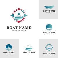 conjunto de modelo de vetor de design de logotipo de barco, ilustração de conceitos de logotipo de barco.
