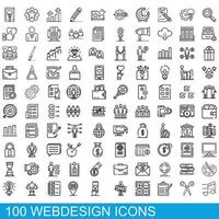 conjunto de 100 ícones de webdesign, estilo de contorno vetor